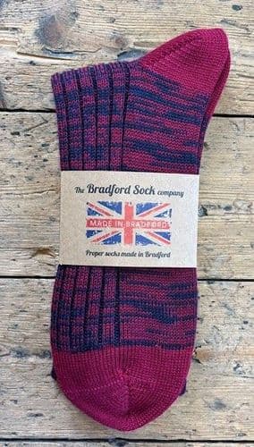 Wool Socks - Burgundy and Navy Camouflage - Machine Washable