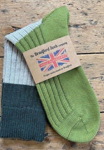 Wool Socks - Green and Stone Socks