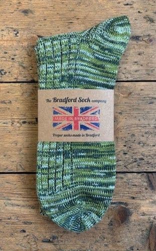 Wool Socks - Green Marl - Machine Washable