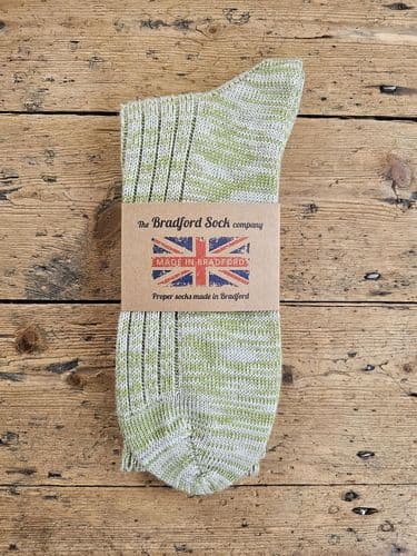 Wool Socks - Green, Stone & Ecru Marl - Machine Washable
