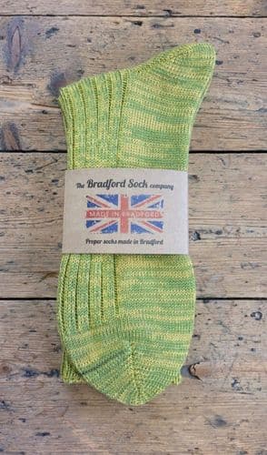 Wool Socks - Green & Yellow Marl - Machine Washable