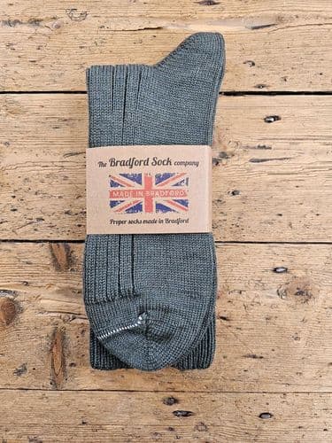 Wool Socks - Moss Green / White Toe Stitch - Machine Washable