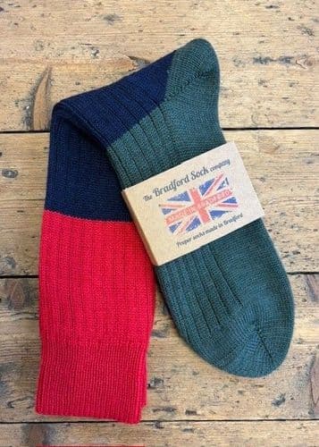 Wool Socks - Moss, Navy, Red socks