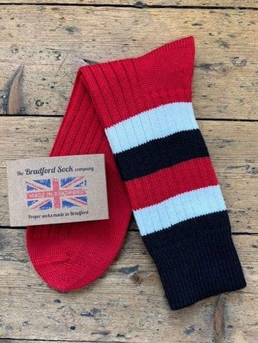 Wool Socks - Red Stripe - Machine Washable