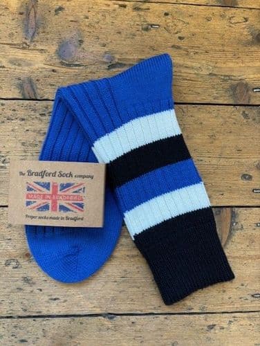 Wool Socks - Royal Blue Stripe - Machine Washable
