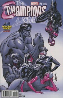 Champions #1 J Scott Campbell Midtown Monochrome Variant