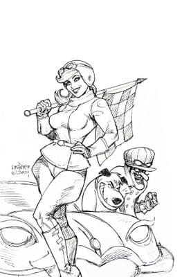 Giant-Size Wacky Races #1 Cover I 1:20 Joseph Michael Linsner Black & White Virgin Variant