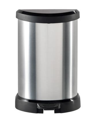 Curver Deco Black & Silver Pedal Bin - 20L