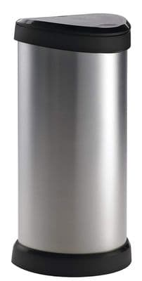 Curver Deco Black & Silver Push Bin - 40L