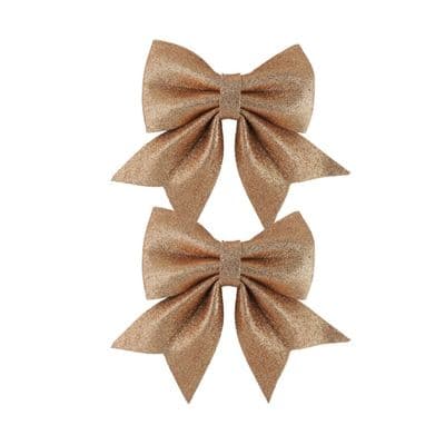 Davies Products 2 Luxury Glitter Bows - 12 x 13cm Red Gold