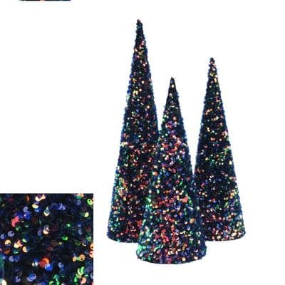 Davies Products 3 Sequin Peacock Cones - 13 x 17