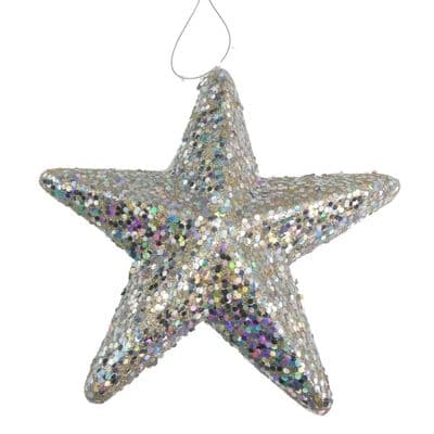 Davies Products 3D Glitter Star - 19cm Champagne