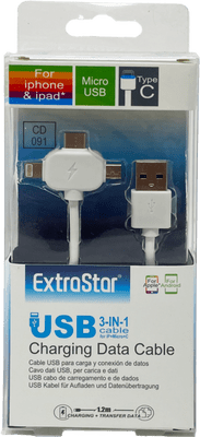 Extrastar 3 in 1 USB Data Charging Cable