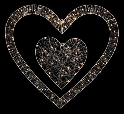 Premier 170 LED Double Heart - White 80cm
