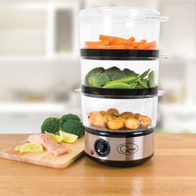 Quest 3 Layer Compact Food Steamer - Stainless Steel