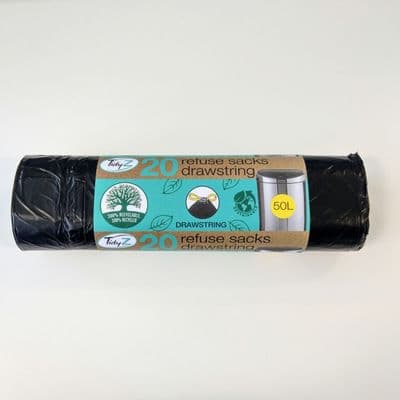 Tidyz Drawstring Bin Bags Pack 20 - 50L