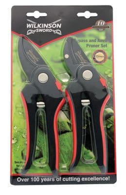Wilkinson Sword Bypass & Anvil Pruners SetTwin Pack - On Blister Card
