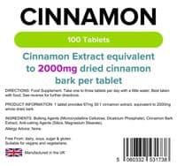 Cinnamon 2000mg Tablets (100 Tabs)