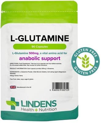 L-Glutamine 500mg, 90 x Capsules