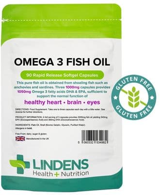 Lindens Omega 3 Fish Oil (30% DHA-EPA)  Capsules 
