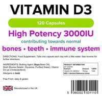 Lindens Vitamin D3 3000IU Capsules (120 Capsules)