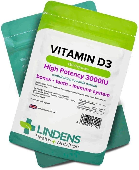 Lindens Vitamin D3 3000IU Capsules (120 Capsules)