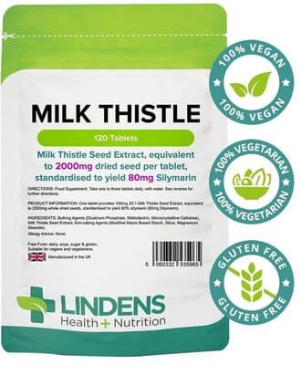 Milk Thistle Seed Extract 100mg (2000mg eq) Tablets (120 Tablets)