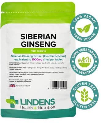 Siberian Ginseng 1000mg Tablets (100 Tablets)
