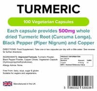 Turmeric 500mg with Black Pepper and Copper Capsules (100)