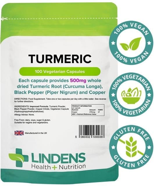 Turmeric 500mg with Black Pepper and Copper Capsules (100)