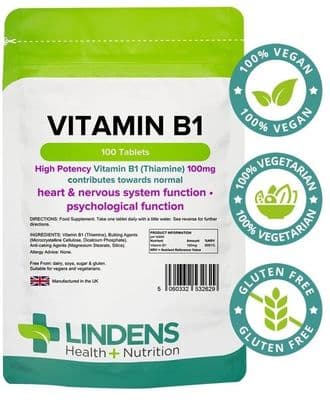 Vitamin B1 Thiamine 100mg Tablets (100 Tablets)
