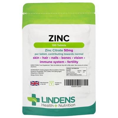 Zinc Citrate 50mg Tablets (100 Tablets)