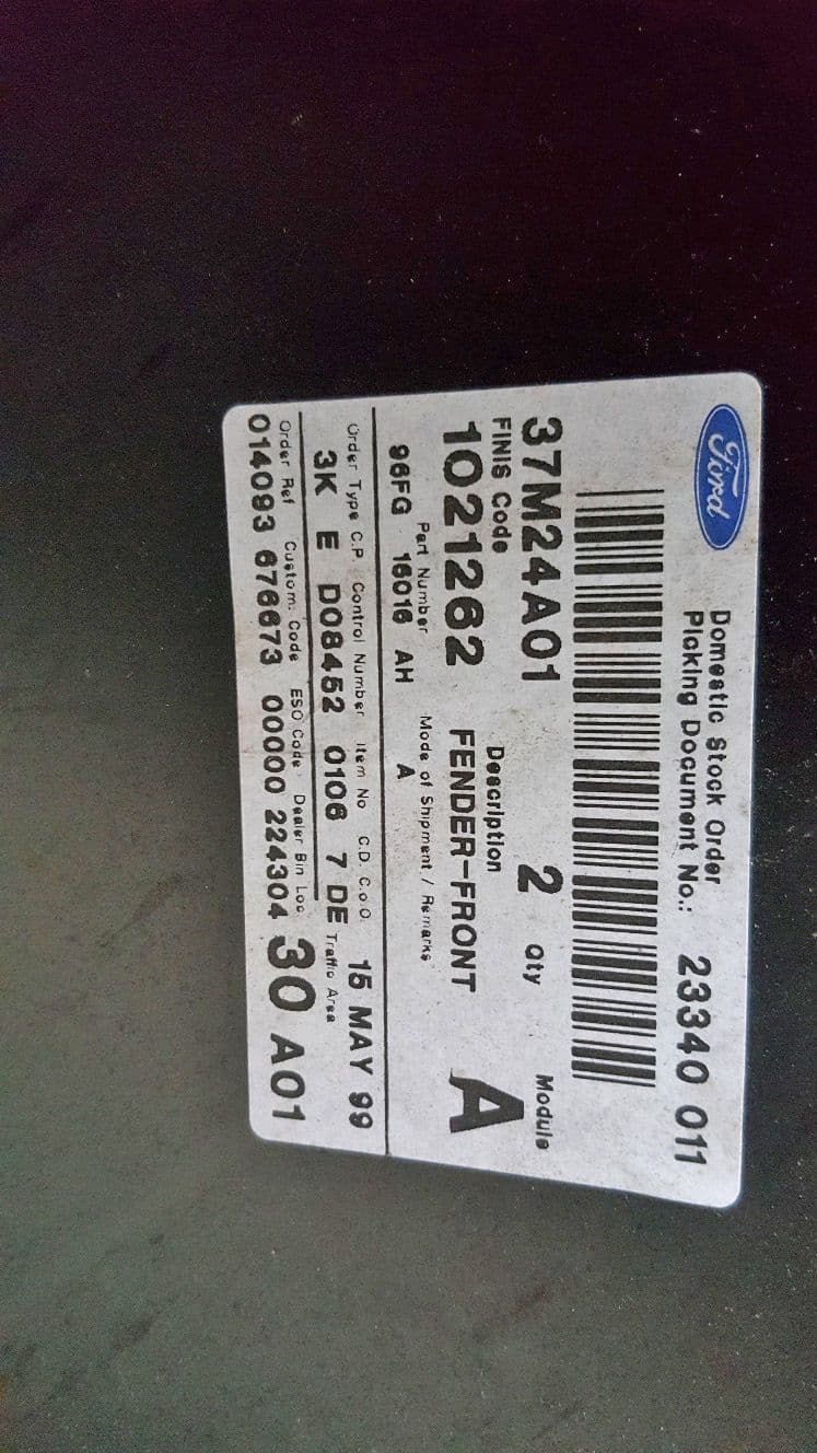 New Genuine Left Hand Front Wing Mk4 Fiesta 96 on New Genuine Left Hand ...