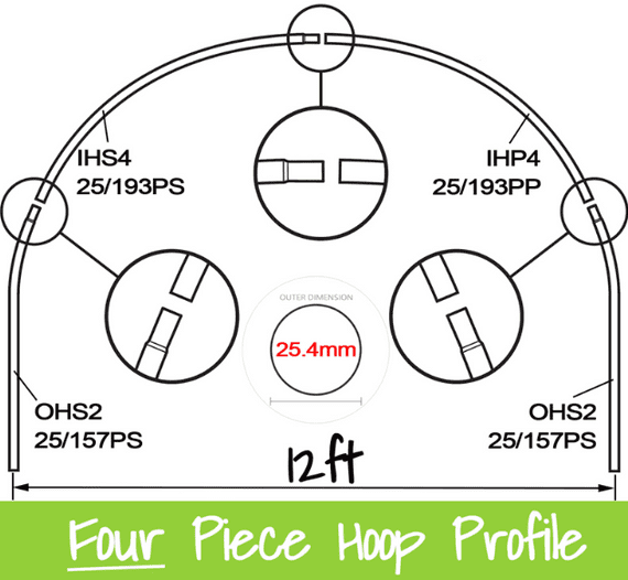12ft Polytunnel Hoops. (full hoop) 35mm