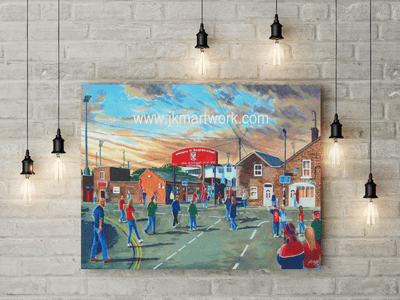 brootham crescent going to the match canvas  a2 size