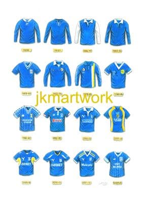 CARDIFF CITY SHIRTS a3 print