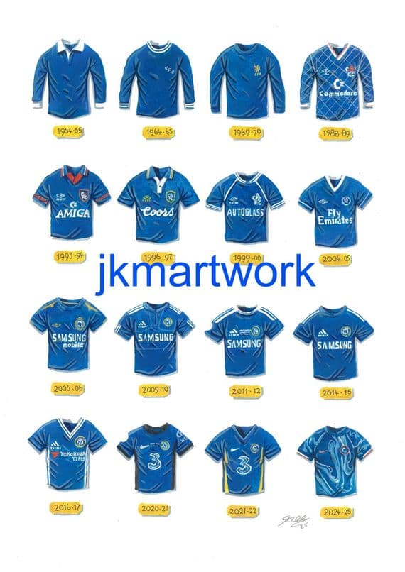 chelsea fc shirts  Print A3 Size