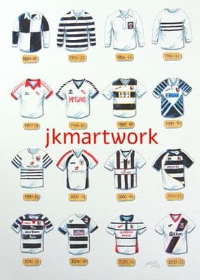 darlington fc shirts through the years  print