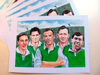 famous five ,hibernian fc legends print