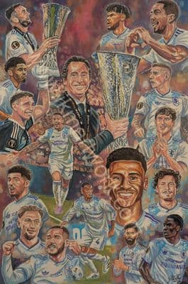 Hand Painted original aston villa UEL WINNERS