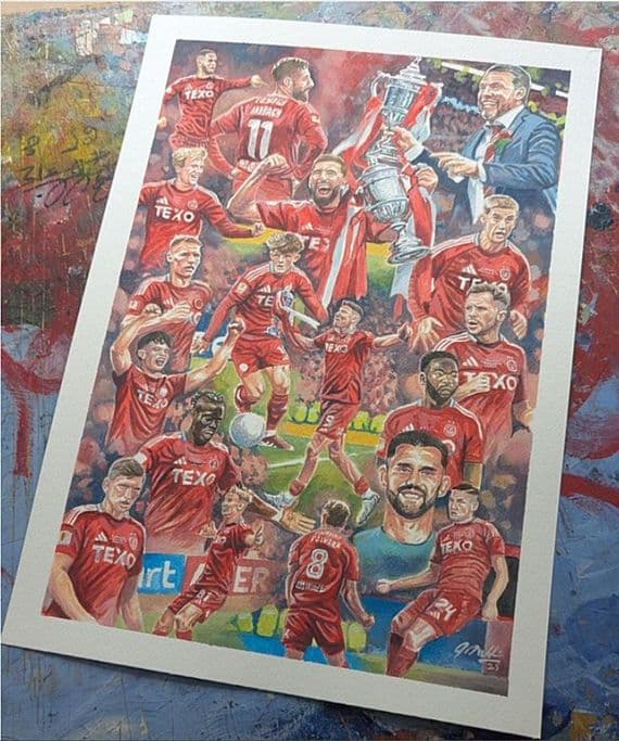 Hand Painted original of aberdeen scottish cup 2025