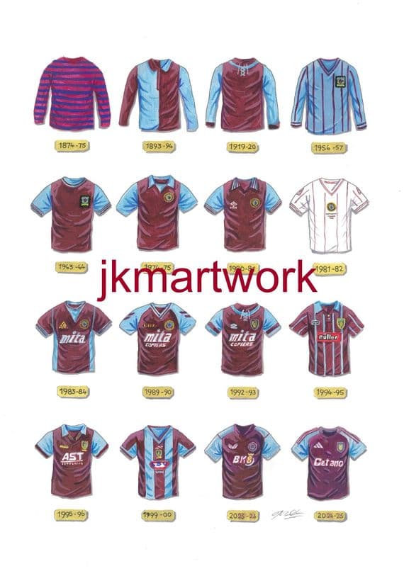 Hand Painted original of aston villa shirts