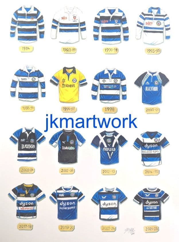 Hand Painted original of bath rugby shirts