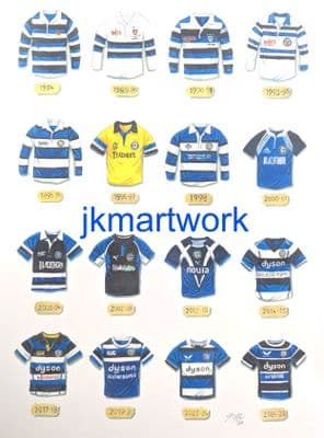 Hand Painted original of bath rugby  shirts