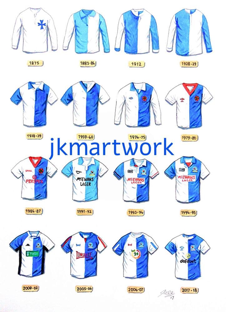 Hand Painted original of blackburn rovers shirts