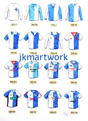 Hand Painted original of blackburn rovers shirts
