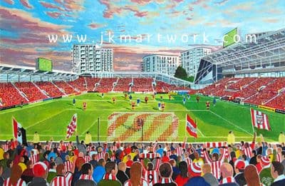 Hand Painted original of BRENTFORD COM STADIUM