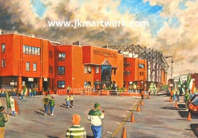 Hand Painted original of celtic park going to the match