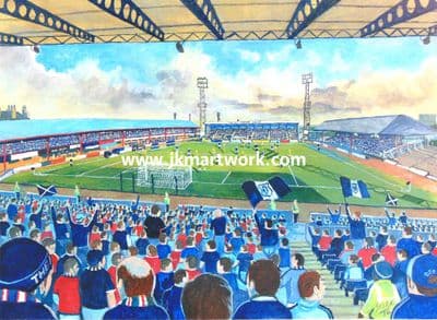 Hand Painted original of dens park on matchday