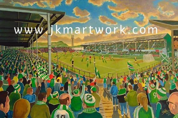 Hand Painted original of  easter road yesteryear
